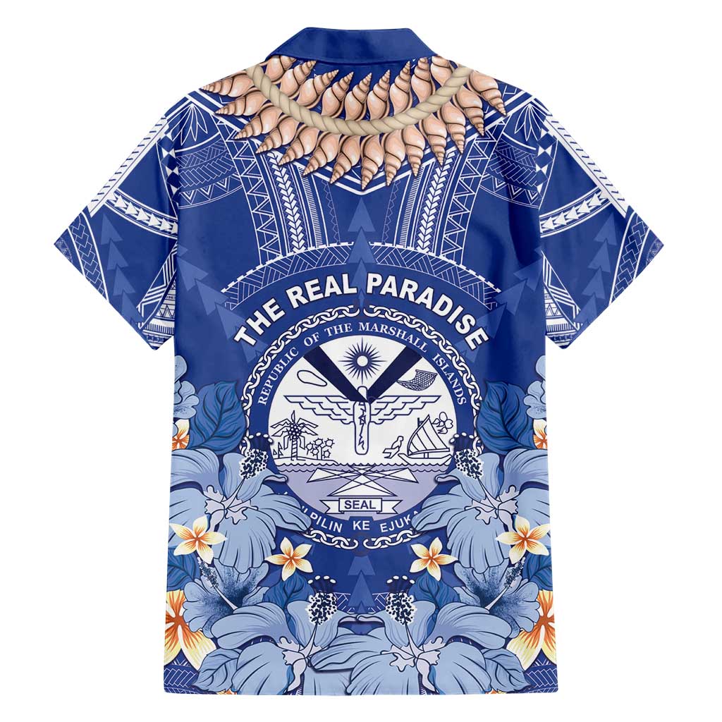 Marshall Islands Jemenei Day Family Matching Short Sleeve Bodycon Dress and Hawaiian Shirt Polynesian Tribal Tattoo Seashell Necklace LT05 - Polynesian Pride