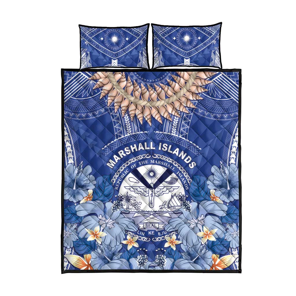 Marshall Islands Jemenei Day Quilt Bed Set Polynesian Tribal Tattoo Seashell Necklace