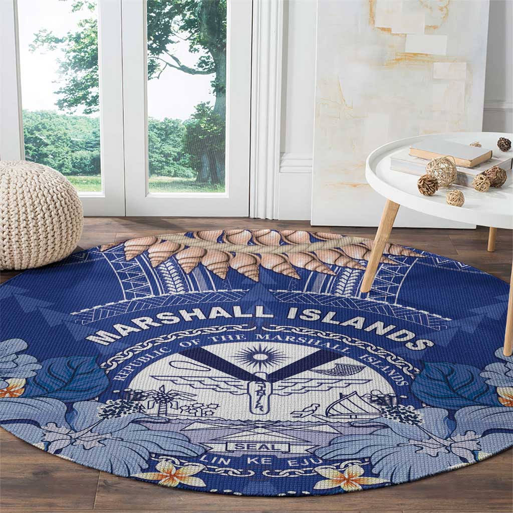 Marshall Islands Jemenei Day Round Carpet Polynesian Tribal Tattoo Seashell Necklace