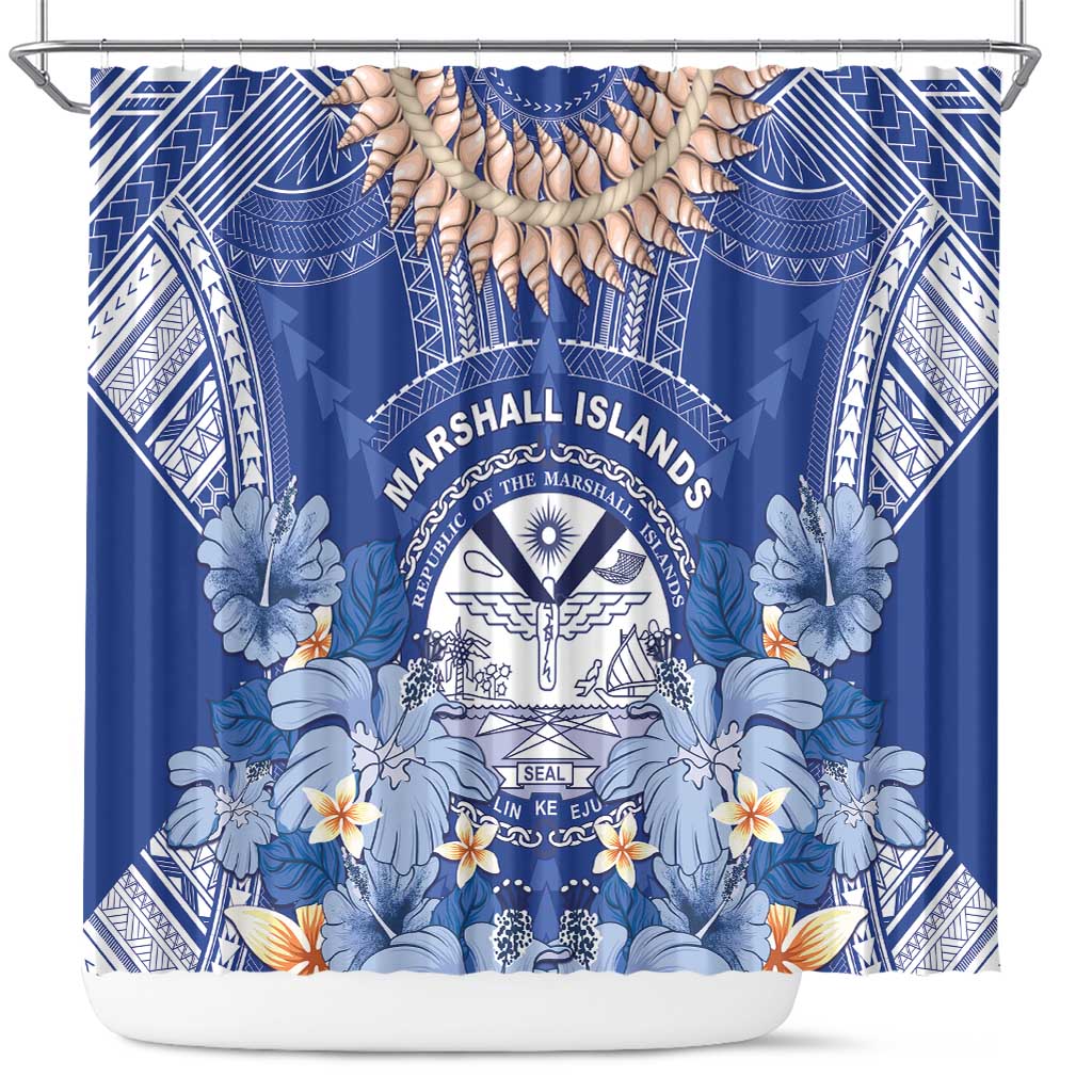 Marshall Islands Jemenei Day Shower Curtain Polynesian Tribal Tattoo Seashell Necklace
