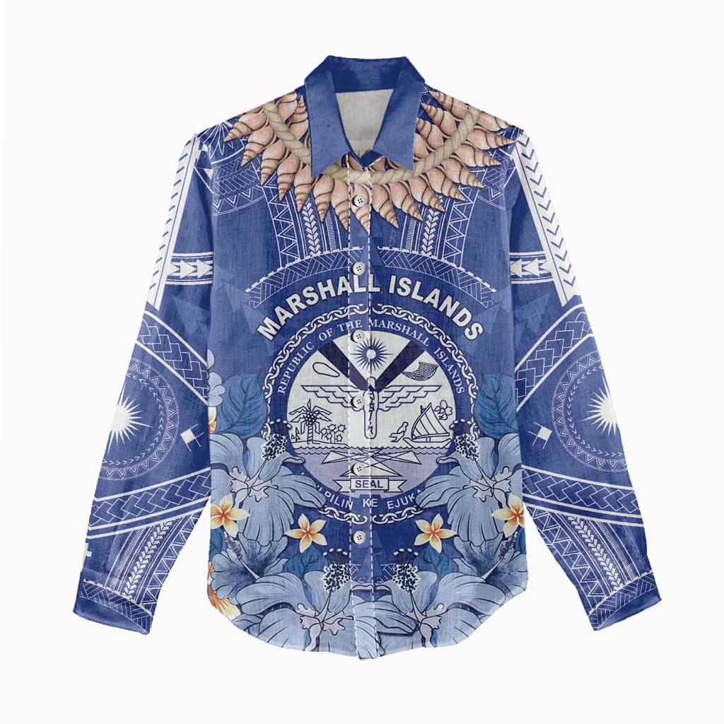 Marshall Islands Jemenei Day Women Casual Shirt Polynesian Tribal Tattoo Seashell Necklace LT05 - Polynesian Pride