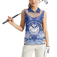 Marshall Islands Jemenei Day Women Sleeveless Polo Shirt Polynesian Tribal Tattoo Seashell Necklace LT05 - Polynesian Pride