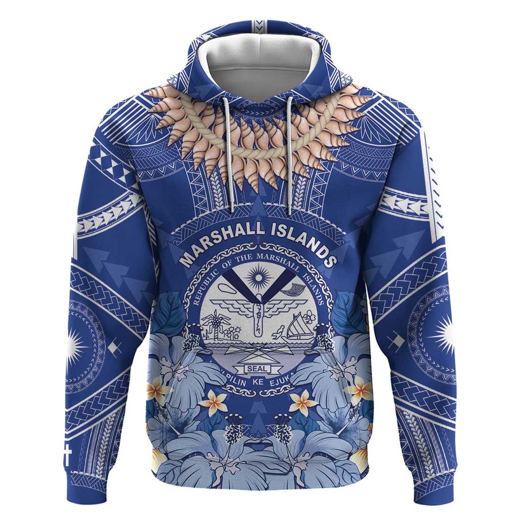 Marshall Islands Jemenei Day Zip Hoodie Polynesian Tribal Tattoo Seashell Necklace