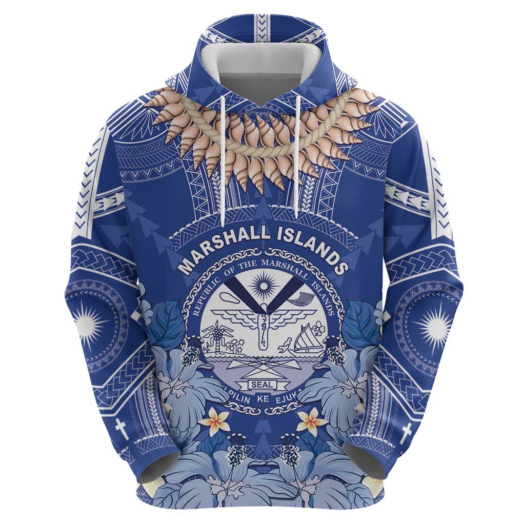 Marshall Islands Jemenei Day Zip Hoodie Polynesian Tribal Tattoo Seashell Necklace
