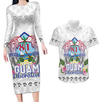 Guam Chamorro Liberation Day Couples Matching Long Sleeve Bodycon Dress and Hawaiian Shirt 81st Anniversary LT05