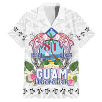 Guam Chamorro Liberation Day Family Matching Off Shoulder Maxi Dress and Hawaiian Shirt 81st Anniversary LT05 Dad's Shirt - Short Sleeve White - Polynesian Pride