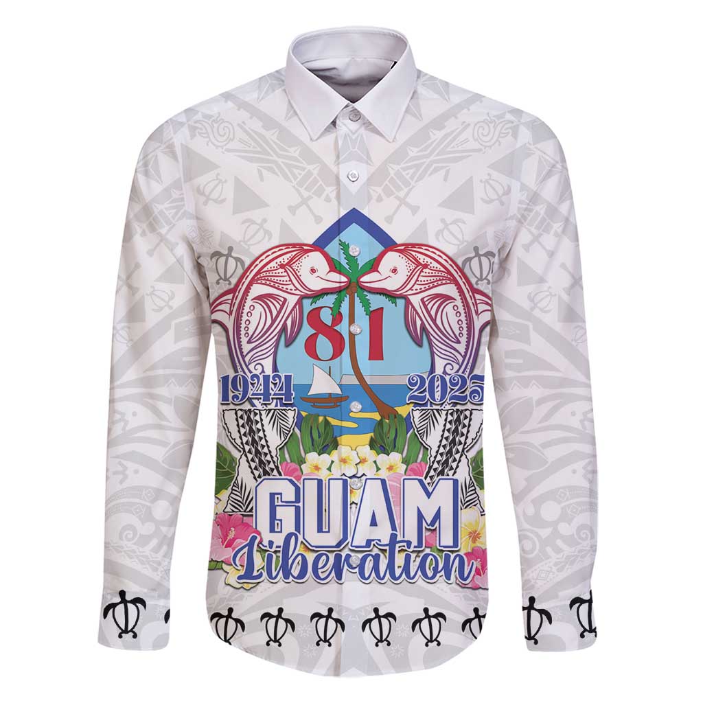 Guam Chamorro Liberation Day Family Matching Off Shoulder Maxi Dress and Hawaiian Shirt 81st Anniversary LT05 Dad's Shirt - Long Sleeve White - Polynesian Pride