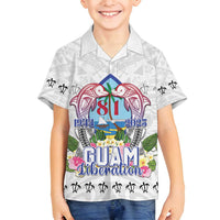 Guam Chamorro Liberation Day Family Matching Off Shoulder Short Dress and Hawaiian Shirt 81st Anniversary LT05 Son's Shirt White - Polynesian Pride