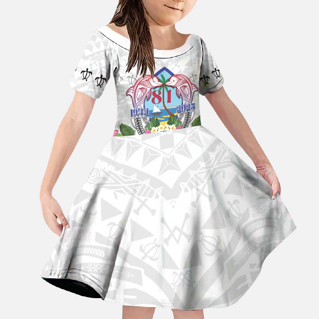 Guam Chamorro Liberation Day Family Matching Tank Maxi Dress and Hawaiian Shirt 81st Anniversary LT05 Daughter's Dress White - Polynesian Pride