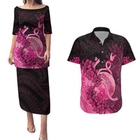 Personalised Cancer Fighter Couples Matching Puletasi and Hawaiian Shirt I Beat Cancer LT05 Pink - Polynesian Pride