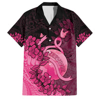 Personalised Cancer Fighter Family Matching Off Shoulder Maxi Dress and Hawaiian Shirt I Beat Cancer LT05 Dad's Shirt - Short Sleeve Pink - Polynesian Pride