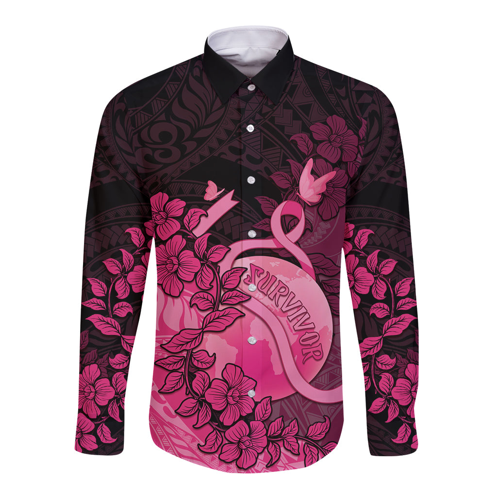 Personalised Cancer Fighter Long Sleeve Button Shirt I Beat Cancer