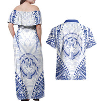 Northern Mariana Islands Liberation Day Couples Matching Off Shoulder Maxi Dress and Hawaiian Shirt 79th Anniversary