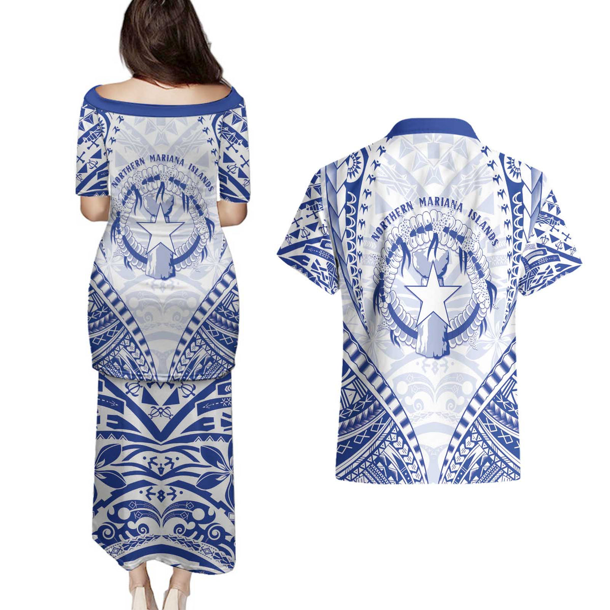 Northern Mariana Islands Liberation Day Couples Matching Puletasi and Hawaiian Shirt 79th Anniversary