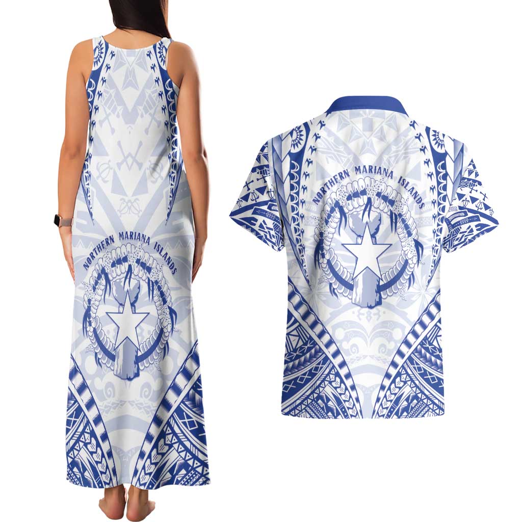 Northern Mariana Islands Liberation Day Couples Matching Tank Maxi Dress and Hawaiian Shirt 79th Anniversary