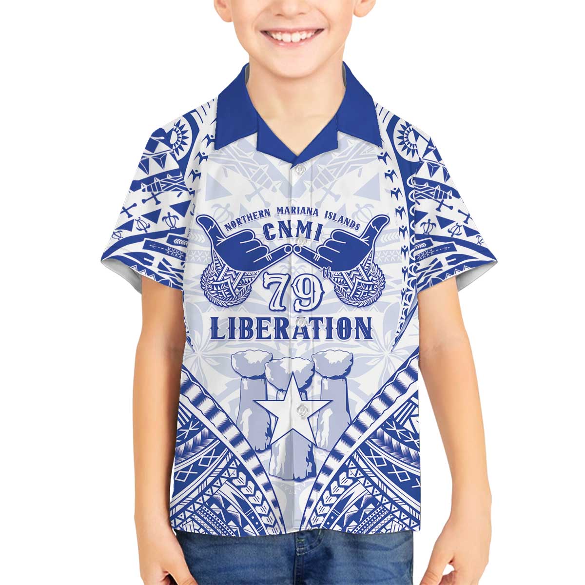 Northern Mariana Islands Liberation Day Family Matching Off The Shoulder Long Sleeve Dress and Hawaiian Shirt 79th Anniversary