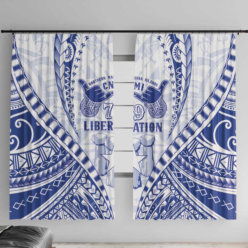 Northern Mariana Islands Liberation Day Window Curtain 79th Anniversary LT05 With Hooks Blue - Polynesian Pride