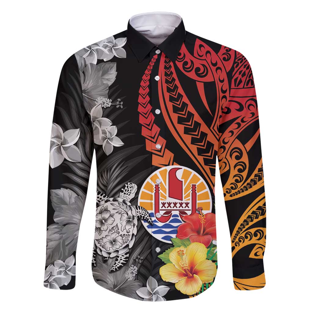 French Polynesia Bastille Day Family Matching Off Shoulder Maxi Dress and Hawaiian Shirt Tropical Turtle Hibiscus Polynesian Pattern