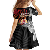 French Polynesia Bastille Day Kid Short Sleeve Dress Tropical Turtle Hibiscus Polynesian Pattern LT05 - Polynesian Pride