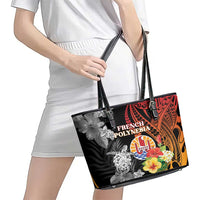French Polynesia Bastille Day Leather Tote Bag Tropical Turtle Hibiscus Polynesian Pattern LT05 - Polynesian Pride