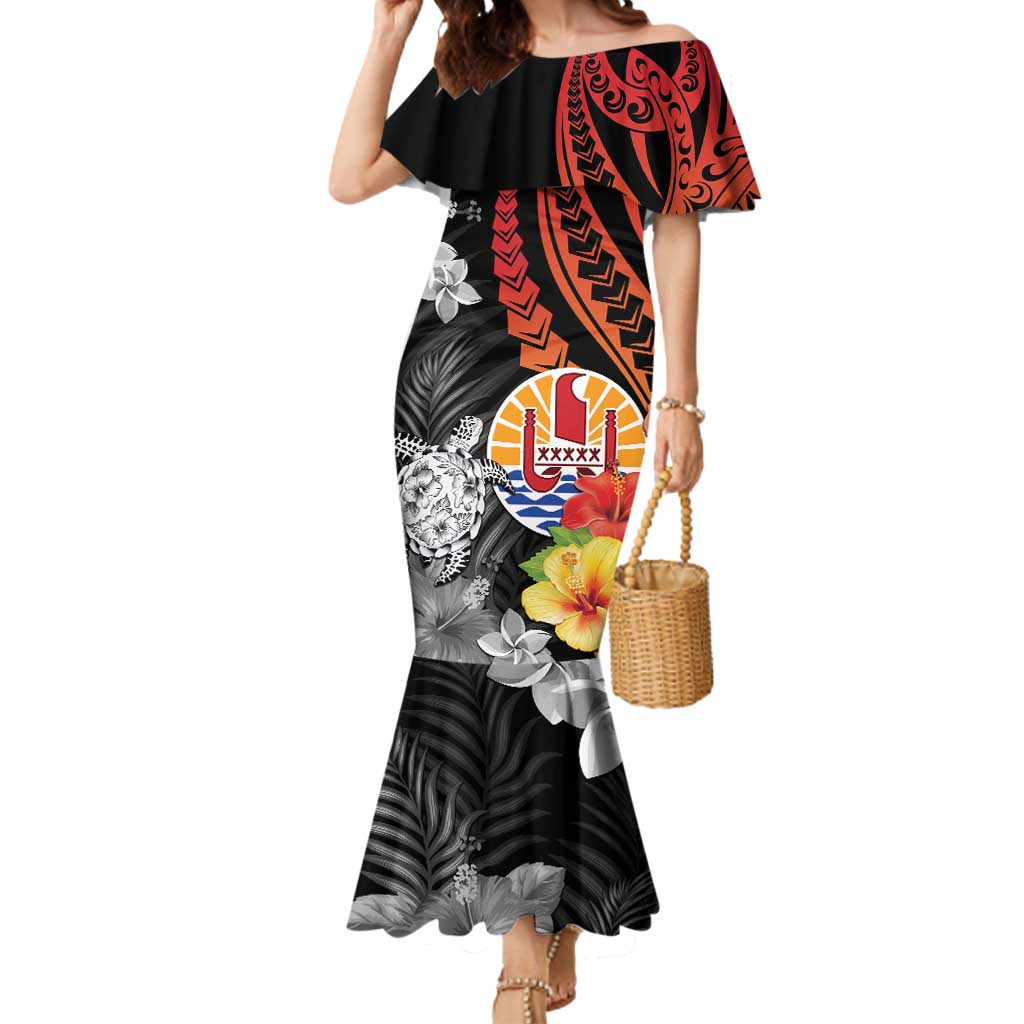 French Polynesia Bastille Day Mermaid Dress Tropical Turtle Hibiscus Polynesian Pattern