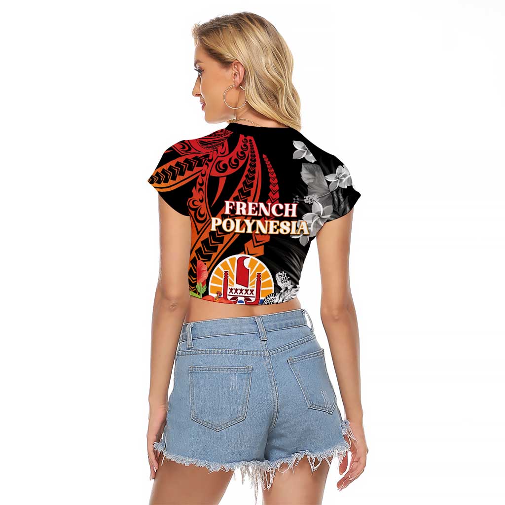 French Polynesia Bastille Day Raglan Cropped T Shirt Tropical Turtle Hibiscus Polynesian Pattern LT05 - Polynesian Pride