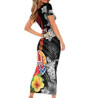 French Polynesia Bastille Day Short Sleeve Bodycon Dress Tropical Turtle Hibiscus Polynesian Pattern LT05 - Polynesian Pride