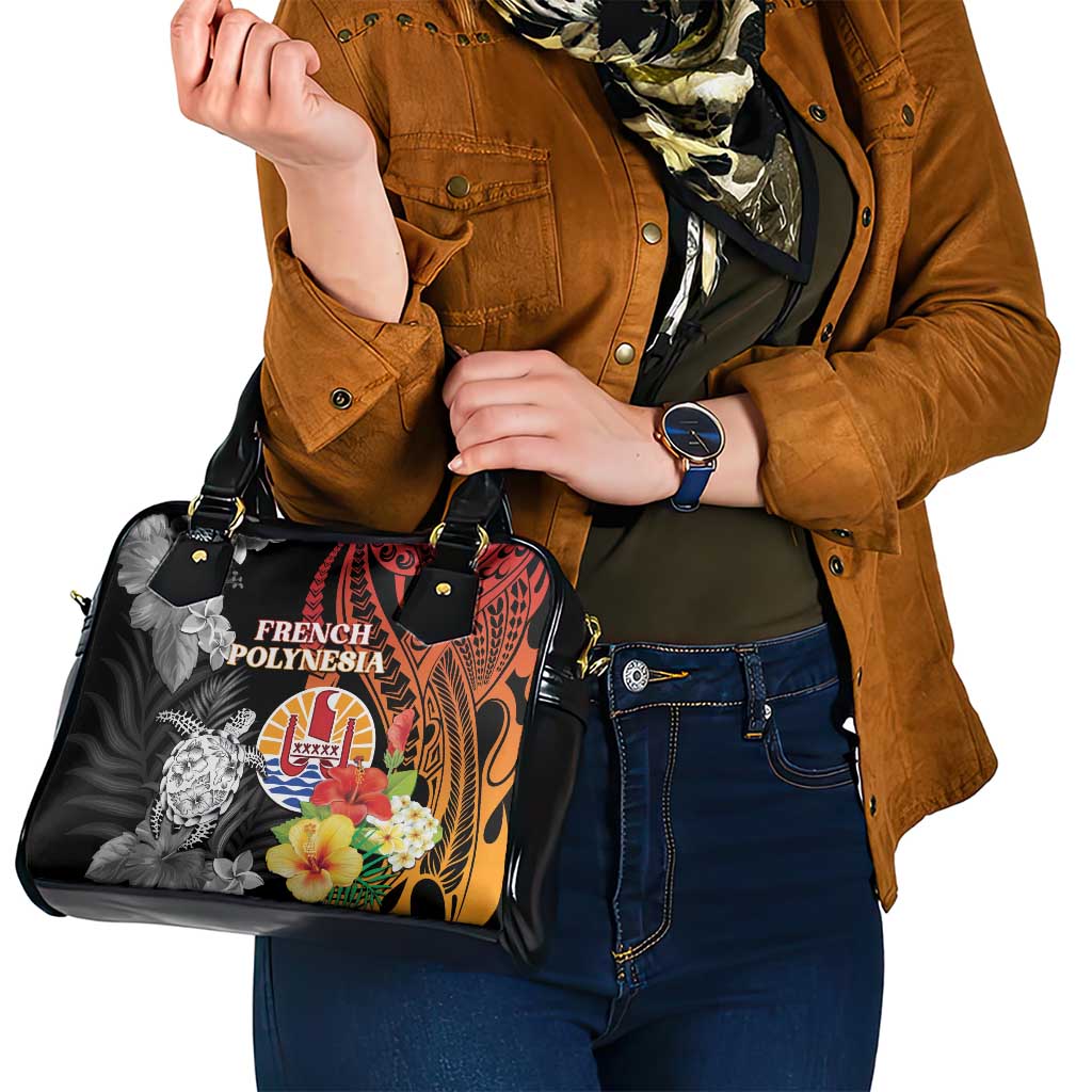 French Polynesia Bastille Day Shoulder Handbag Tropical Turtle Hibiscus Polynesian Pattern