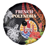French Polynesia Bastille Day Spare Tire Cover Tropical Turtle Hibiscus Polynesian Pattern
