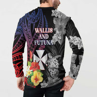 Wallis and Futuna Bastille Day Button Sweatshirt Tropical Turtle Hibiscus Polynesian Pattern LT05 - Polynesian Pride