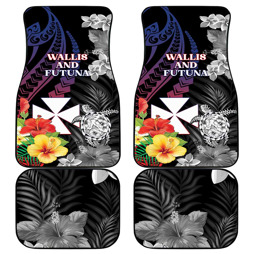 Wallis and Futuna Bastille Day Car Mats Tropical Turtle Hibiscus Polynesian Pattern