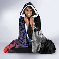 Wallis and Futuna Bastille Day Hooded Blanket Tropical Turtle Hibiscus Polynesian Pattern LT05 - Polynesian Pride