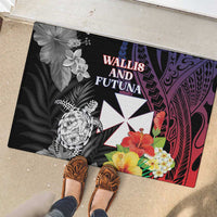 Wallis and Futuna Bastille Day Rubber Doormat Tropical Turtle Hibiscus Polynesian Pattern LT05 - Polynesian Pride