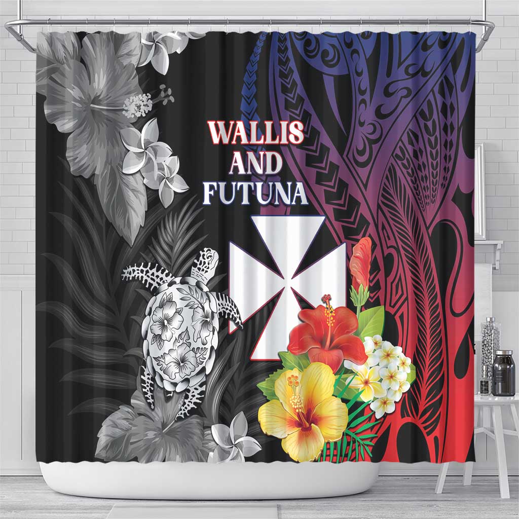 Wallis and Futuna Bastille Day Shower Curtain Tropical Turtle Hibiscus Polynesian Pattern LT05 - Polynesian Pride