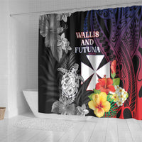 Wallis and Futuna Bastille Day Shower Curtain Tropical Turtle Hibiscus Polynesian Pattern LT05 - Polynesian Pride