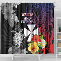 Wallis and Futuna Bastille Day Shower Curtain Tropical Turtle Hibiscus Polynesian Pattern LT05 - Polynesian Pride