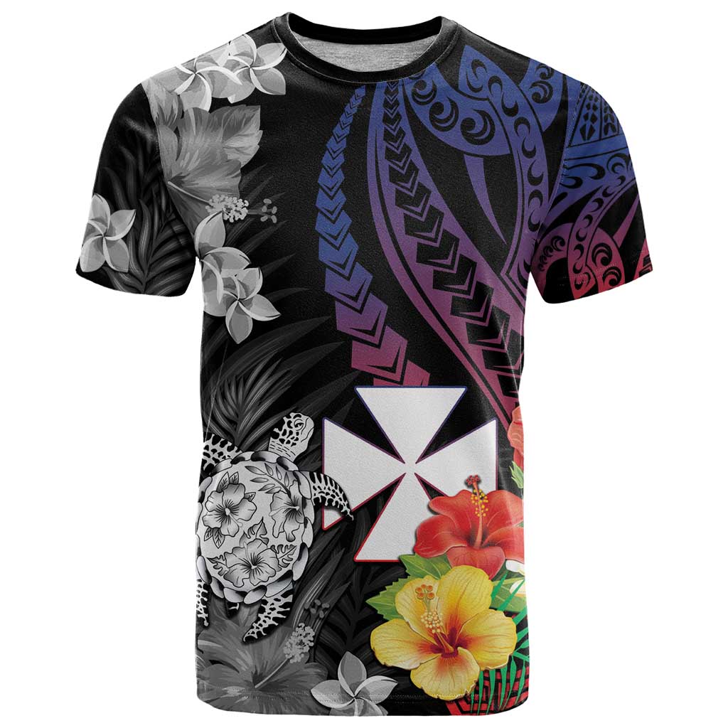 Wallis and Futuna Bastille Day T Shirt Tropical Turtle Hibiscus Polynesian Pattern LT05 Black - Polynesian Pride
