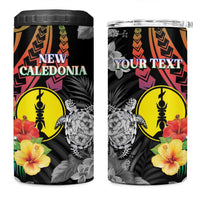 Personalised New Caledonia Bastille Day 4 in 1 Can Cooler Tumbler Tropical Turtle Hibiscus Polynesian Pattern LT05 One Size: 16 oz Black - Polynesian Pride