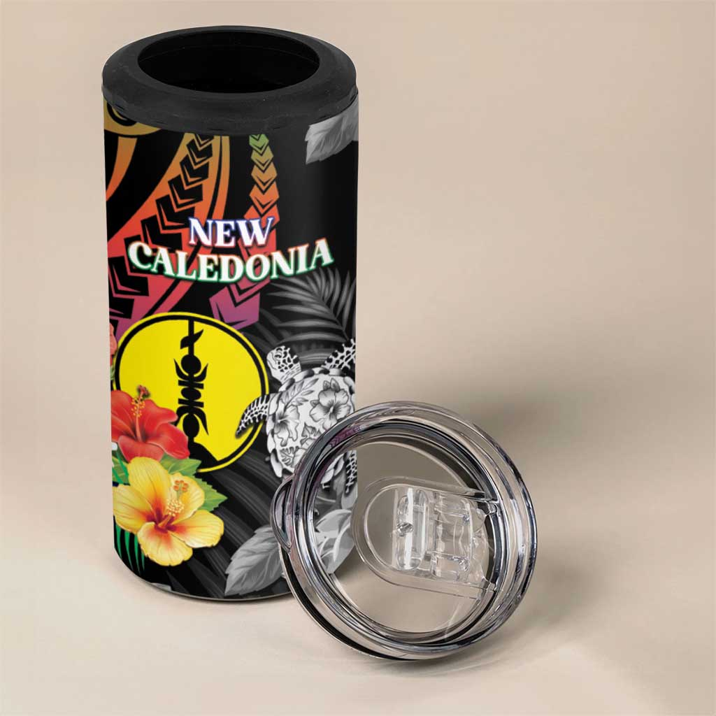 Personalised New Caledonia Bastille Day 4 in 1 Can Cooler Tumbler Tropical Turtle Hibiscus Polynesian Pattern LT05 - Polynesian Pride