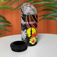 Personalised New Caledonia Bastille Day 4 in 1 Can Cooler Tumbler Tropical Turtle Hibiscus Polynesian Pattern LT05 - Polynesian Pride