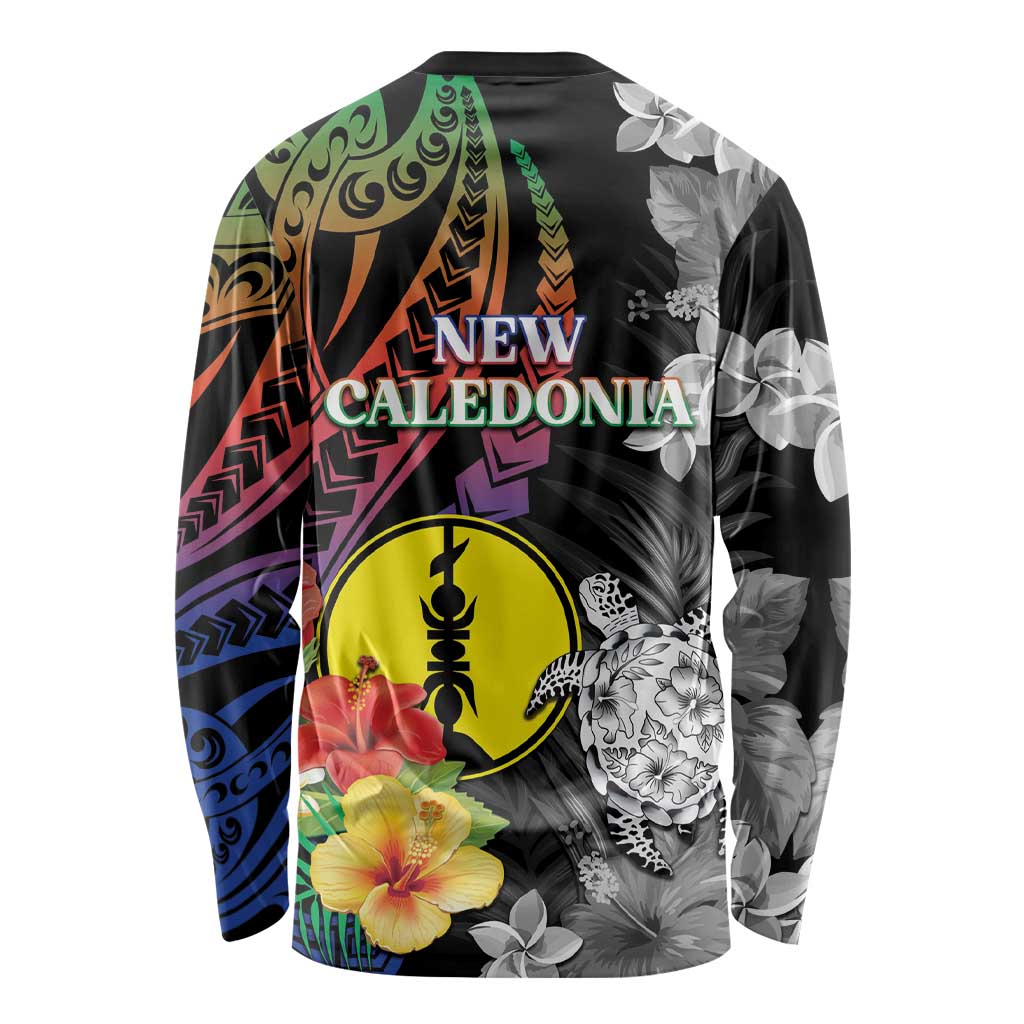 New Caledonia Bastille Day Long Sleeve Shirt Tropical Turtle Hibiscus Polynesian Pattern LT05 - Polynesian Pride