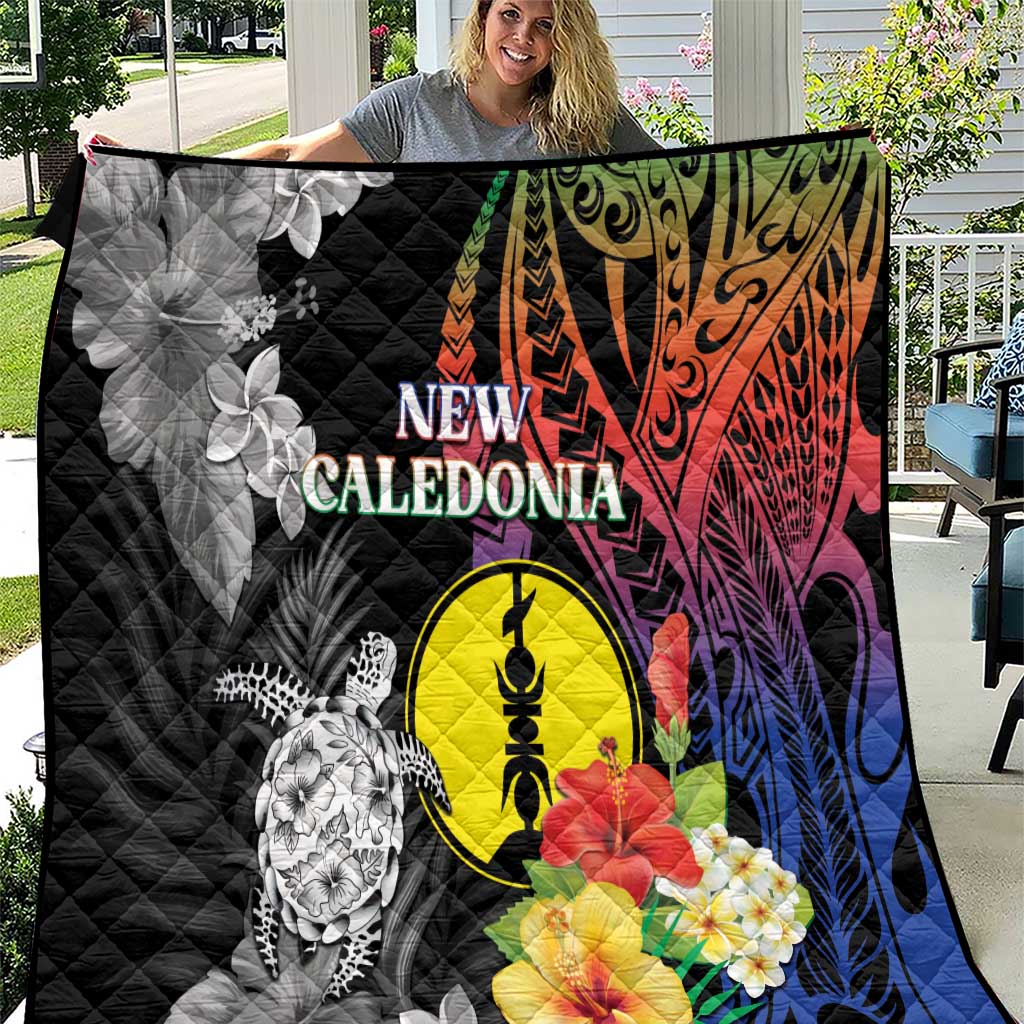 New Caledonia Bastille Day Quilt Tropical Turtle Hibiscus Polynesian Pattern LT05 Black - Polynesian Pride