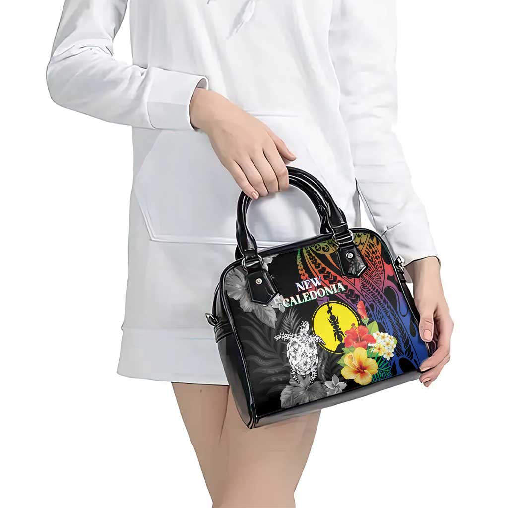New Caledonia Bastille Day Shoulder Handbag Tropical Turtle Hibiscus Polynesian Pattern