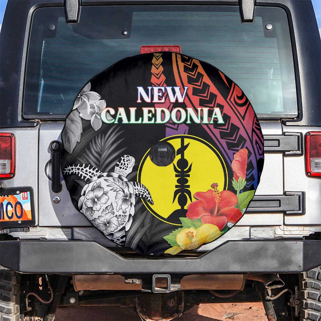 New Caledonia Bastille Day Spare Tire Cover Tropical Turtle Hibiscus Polynesian Pattern