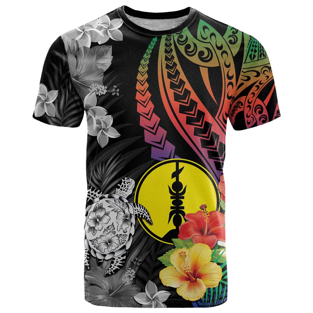 New Caledonia Bastille Day T Shirt Tropical Turtle Hibiscus Polynesian Pattern LT05 Black - Polynesian Pride