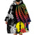 New Caledonia Bastille Day Wearable Blanket Hoodie Tropical Turtle Hibiscus Polynesian Pattern