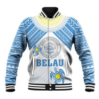 Personalised Palau Constitution Day Baseball Jacket Polynesian Turtle LT05 Unisex Blue - Polynesian Pride