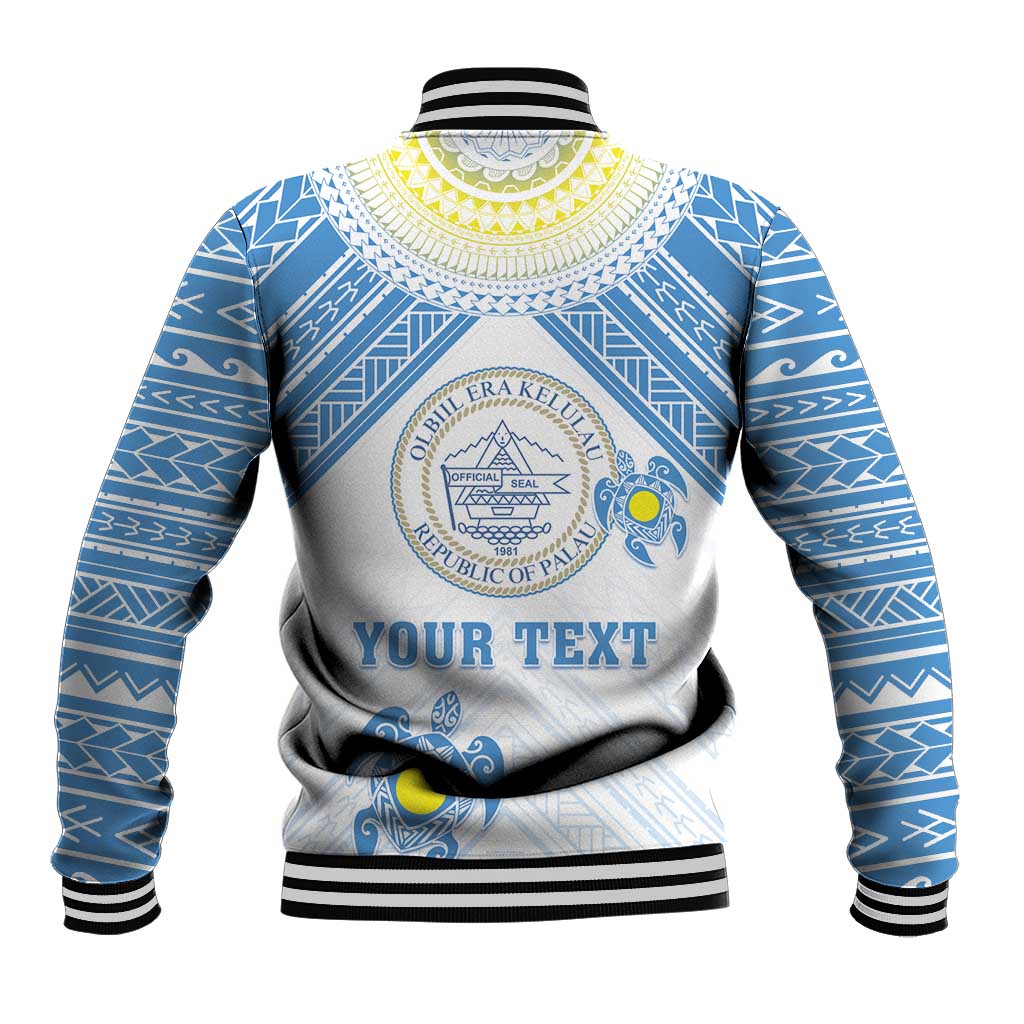 Personalised Palau Constitution Day Baseball Jacket Polynesian Turtle LT05 - Polynesian Pride