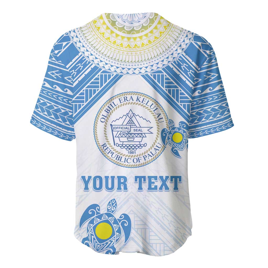 Personalised Palau Constitution Day Baseball Jersey Polynesian Turtle