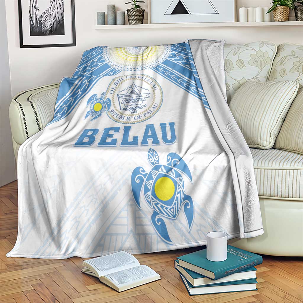 Palau Constitution Day Blanket Polynesian Turtle LT05 Blue - Polynesian Pride